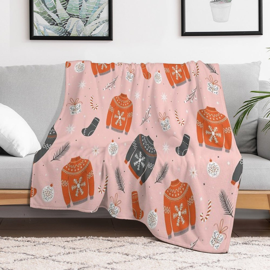 Christmas Sweater Pattern Pink Anti-pilling Throw Blanket