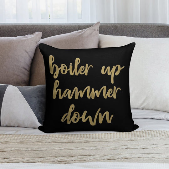 Boiler Up Hammer Down Purdue Gold Foil Soft Anti-Pilling Throw Pillow