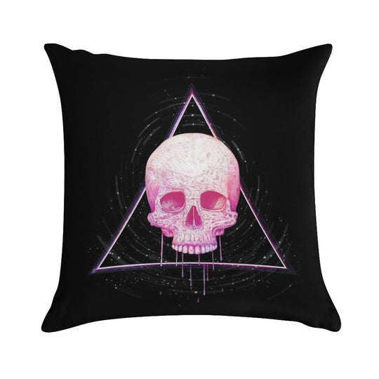 Skull in Triangle on Black Soft Hidden Zipper Throw Pillow
