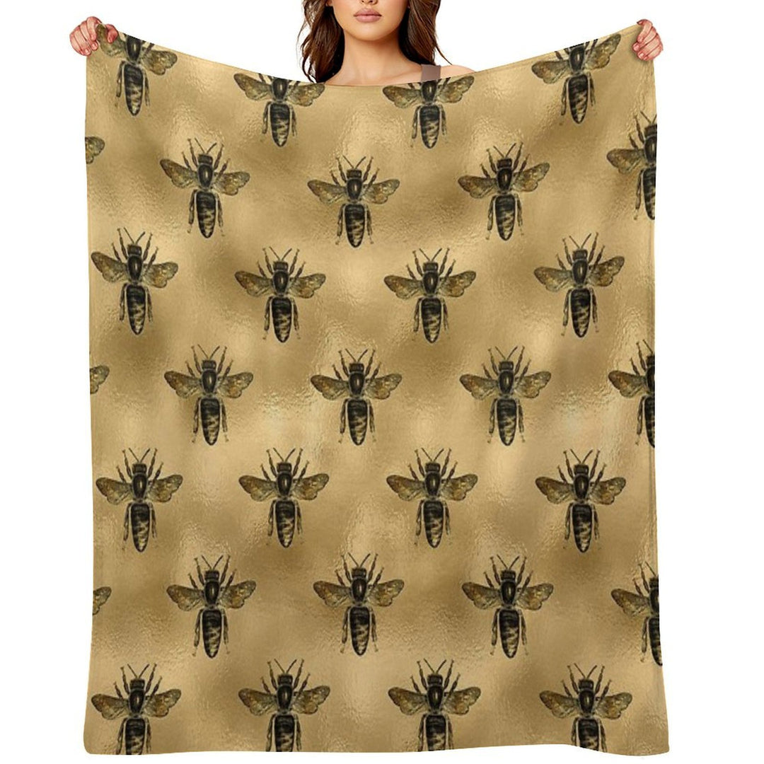 Black Bees Machine-washable Throw Blanket