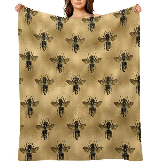 Black Bees Machine-washable Throw Blanket