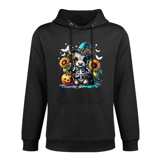 Highland Cow Witch Skeleton Halloween Sunflower Pumpkin Fall Durable Construction Hoodie