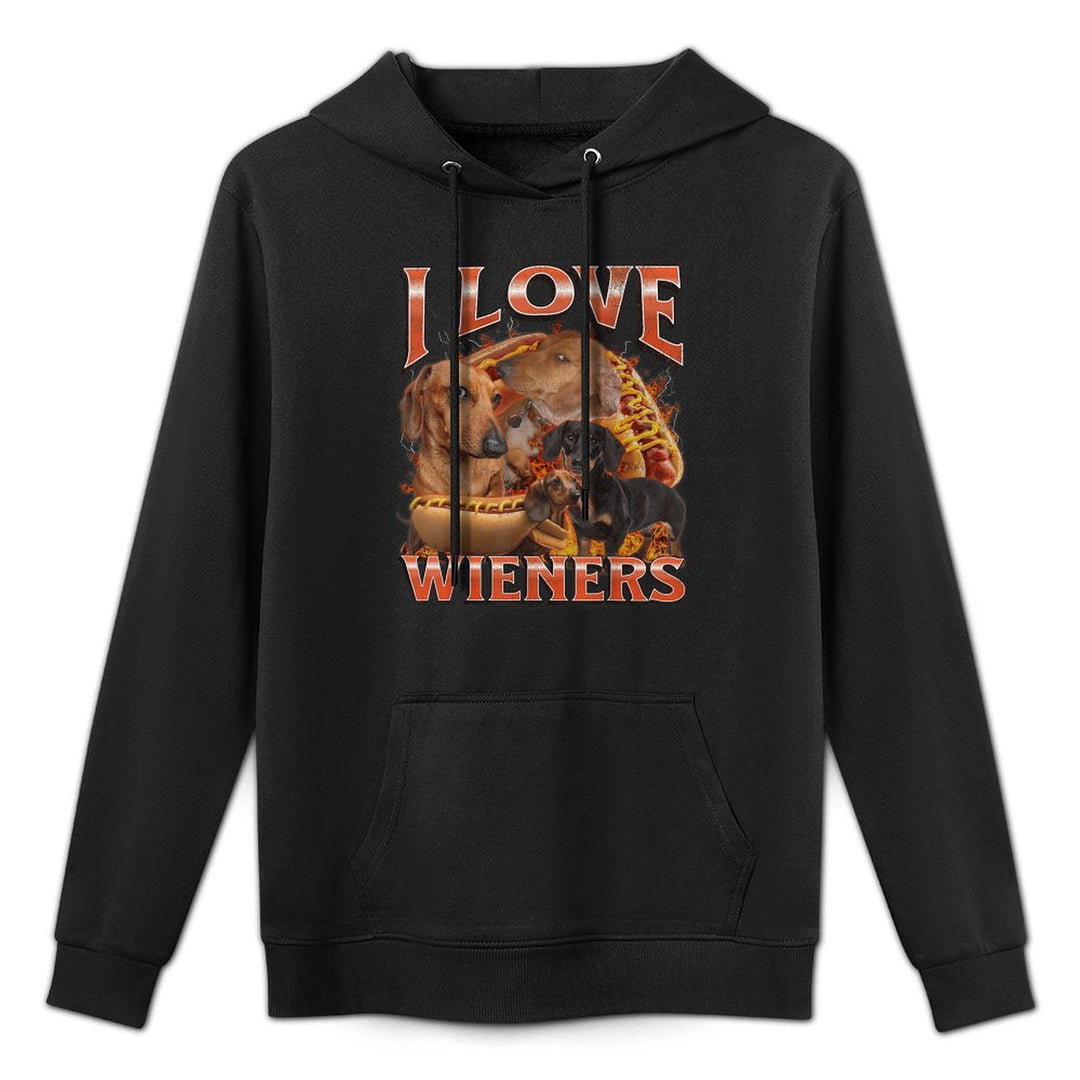 I Love Wieners Funny Offensive Dachshund Bootleg Graphic Easy Care Hoodie