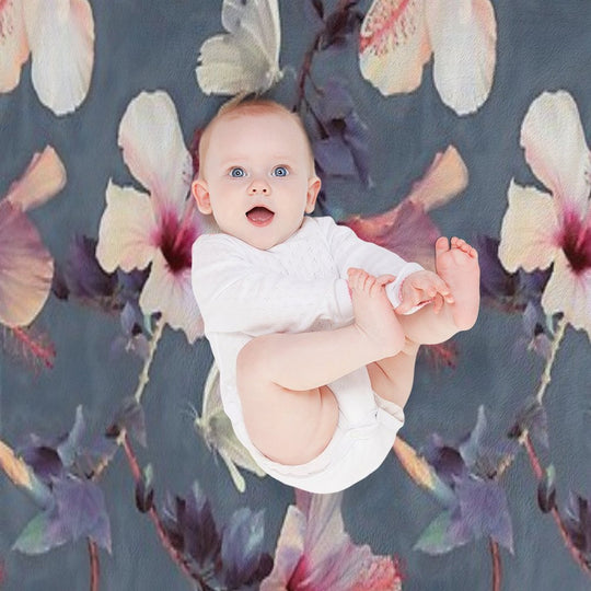 Butterflies And Hibiscus Flowers - A Painted Pattern Travel-friendly Throw Blanket