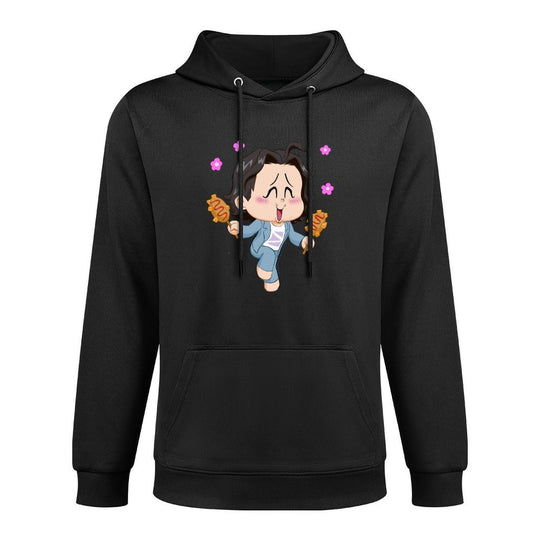 KPop Demon Hunters Chibi Bobby Enjoying Corn Dogs Sweatshirt Shape Retention Hoodie