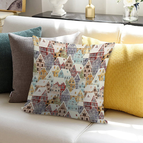 Christmas Happy Town Soft Gift Ready Throw Pillow