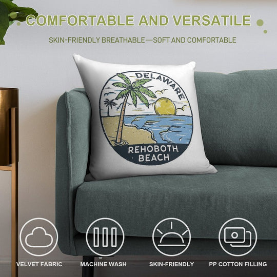 Rehoboth Beach Delaware Vintage Soft Reinforced Edging Throw Pillow