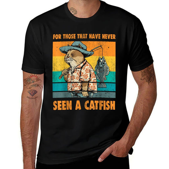 For Those That Have Never Seen A Catfish Funny Cat  Fishing  Summer-ready Fabric T-Shirt