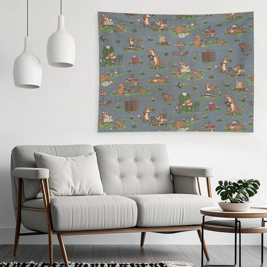 Library Foxes Tapestry