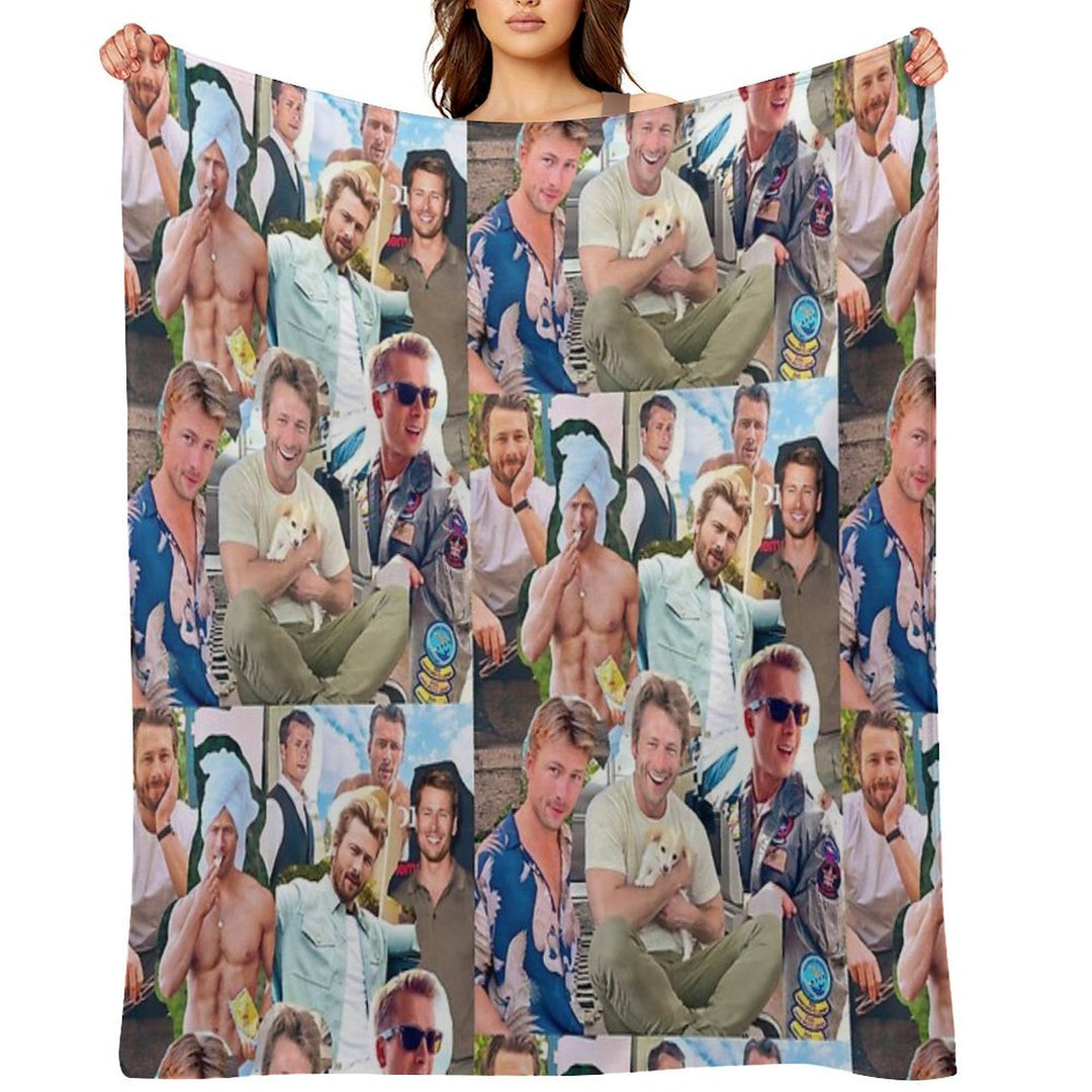Glen Powell Photo Collage Gift-ready Throw Blanket