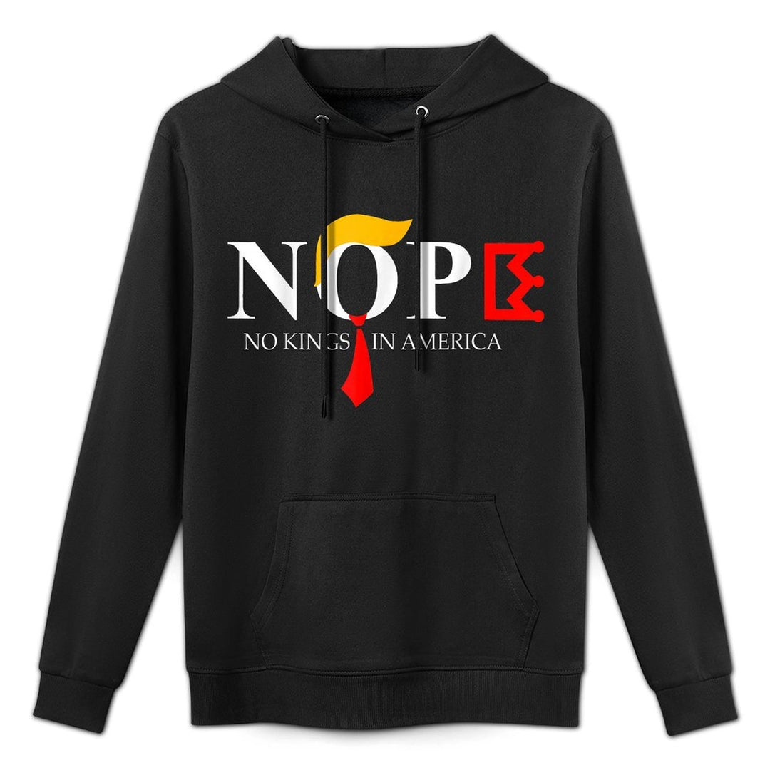 No Kings Nope Protest Sign Horizontal Cotton-Polyester Blend Hoodie