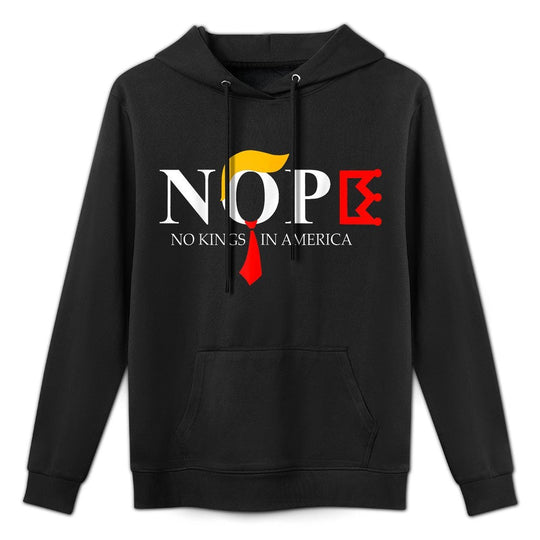 No Kings Nope Protest Sign Horizontal Cotton-Polyester Blend Hoodie