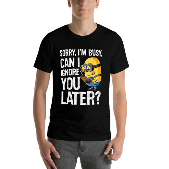 Despicable Me Minions Can I Ignore You Later Graphic  Oversized Silhouette T-Shirt