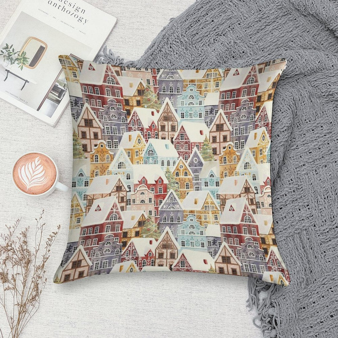 Christmas Happy Town Soft Gift Ready Throw Pillow