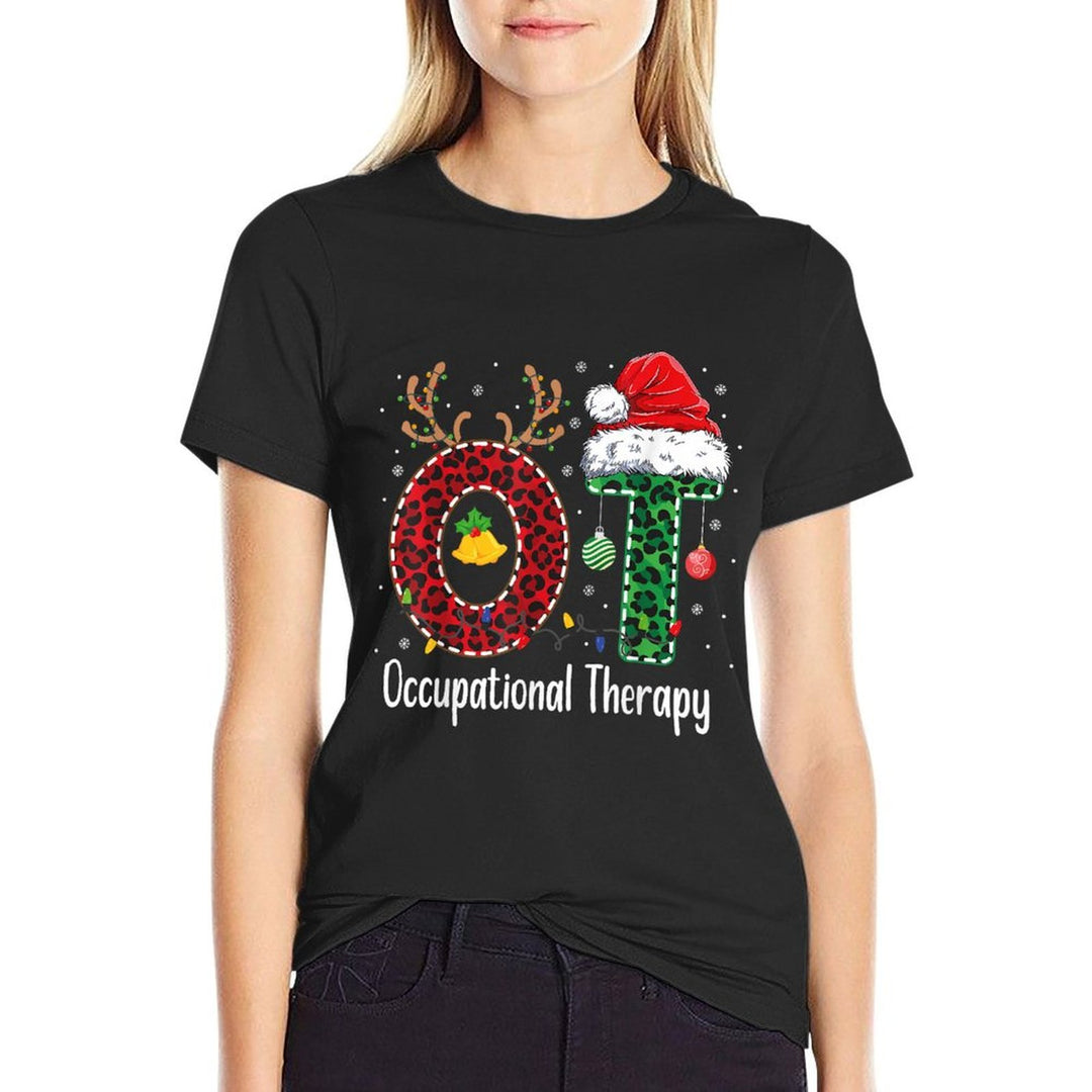 Occupational Therapy Christmas Santa Hat OT Therapist  Oversized Silhouette T-Shirt