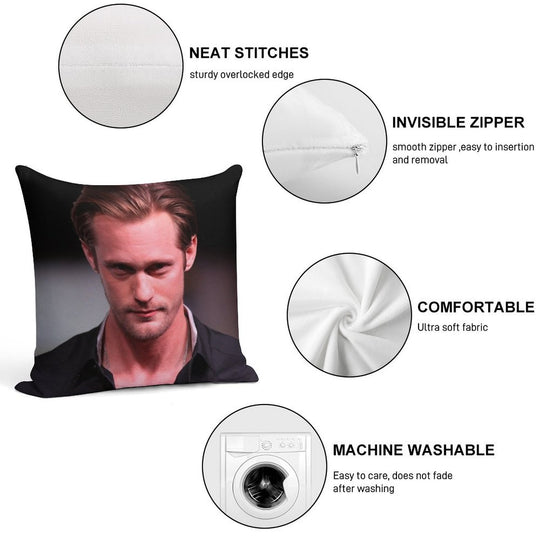Alexander Skarsgard 2 Soft Fade-Resistant Throw Pillow