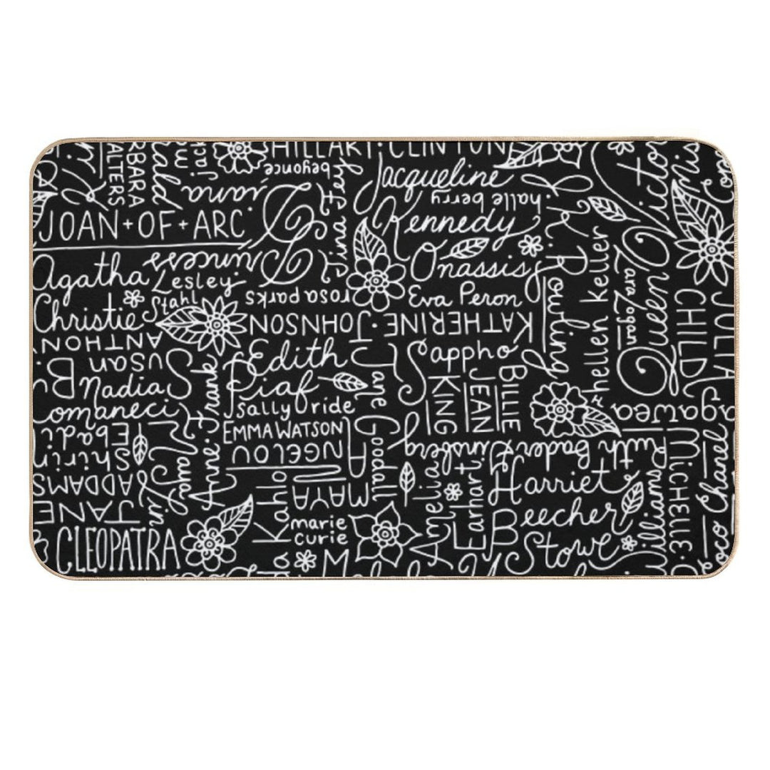 Strong Women  Black And White  Lettering  Woman  Slip-Resistant Bath Mat