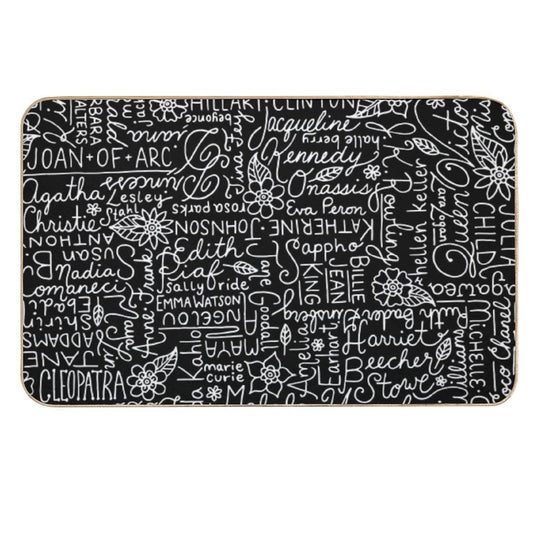 Strong Women  Black And White  Lettering  Woman  Slip-Resistant Bath Mat