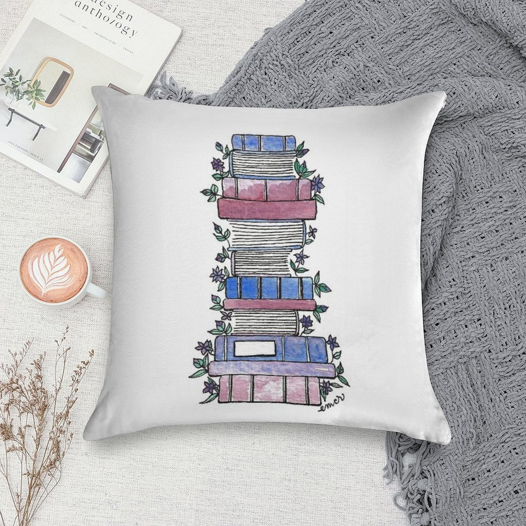 Flowery Books Soft Home Decor Throw Pillow