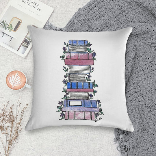 Flowery Books Soft Home Decor Throw Pillow