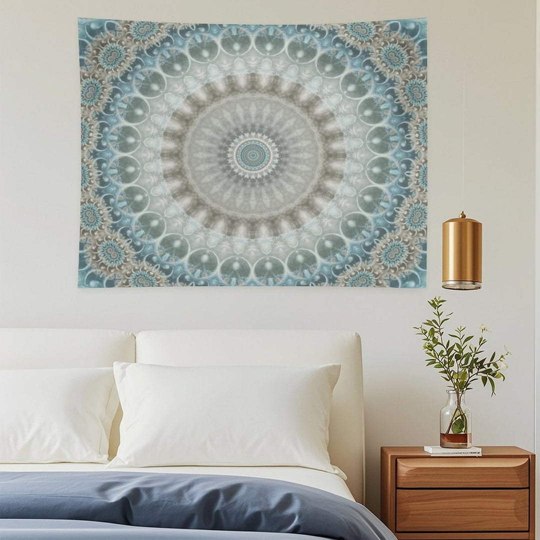 Dreamy Grey, Blue And Ivory Mandala Tapestry