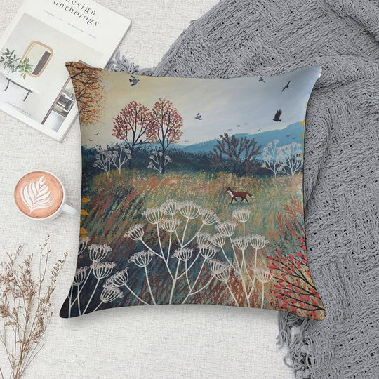 Across Autumn Meadow Soft Hidden Zipper Throw Pillow