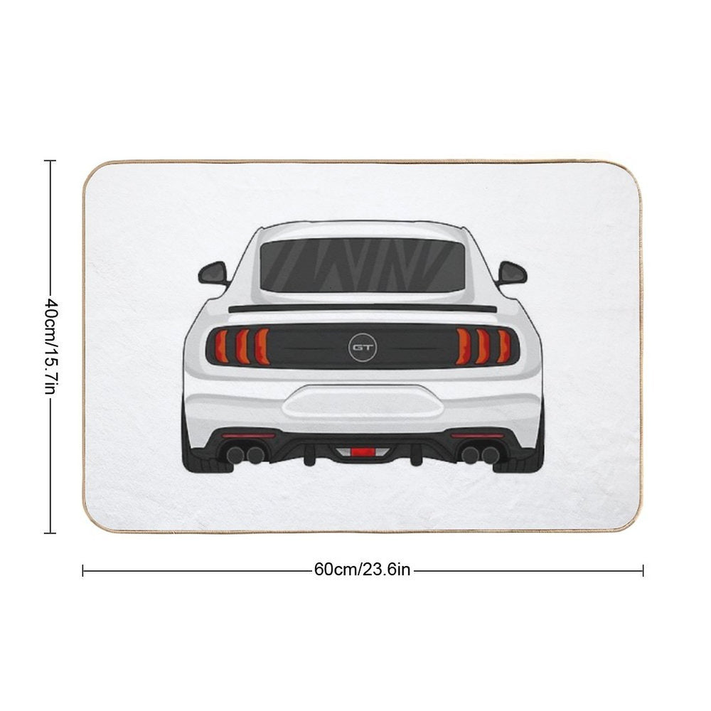 Ford Mustang GT Rear White  Rapid-Drying Bath Mat