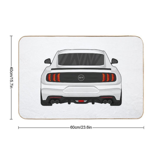 Ford Mustang GT Rear White  Rapid-Drying Bath Mat