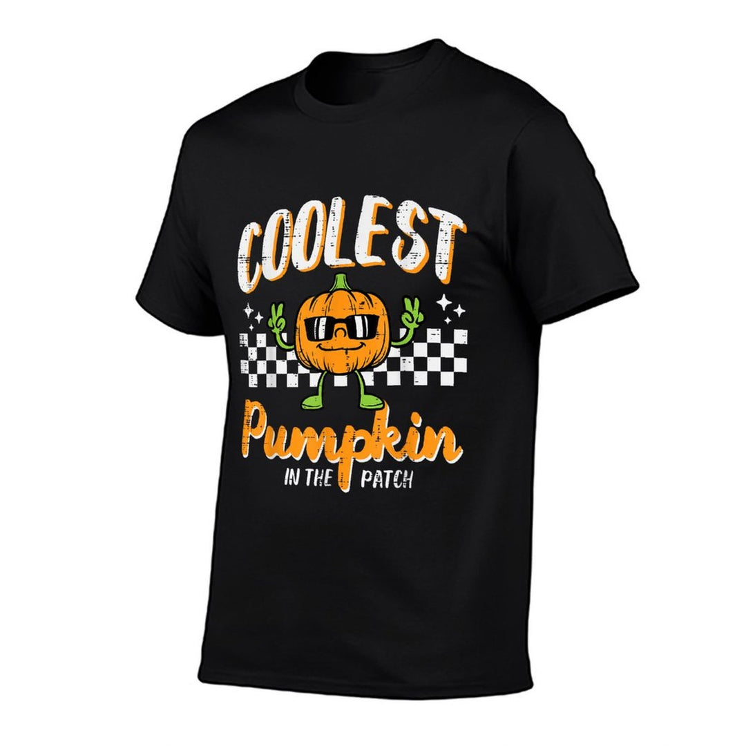 Coolest Pumpkin In Patch Halloween Retro Costume Groovy Boys  Durable T-Shirt