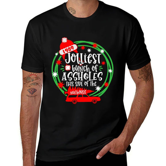 Funny Costume Christmas Tree Truck Jolliest Bunch Of A-Holes  Polyester Blend T-Shirt