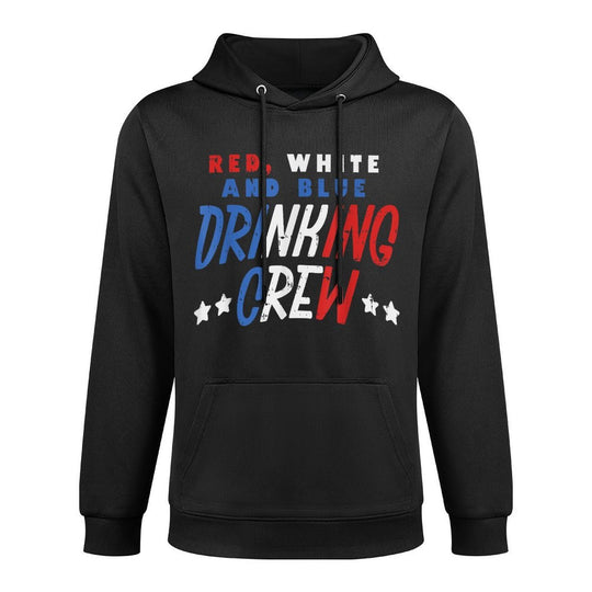 Red White And Blue Drinking Crew Funny USA 4th Of July Party All-Day Comfort Hoodie