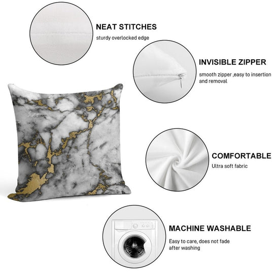 Grey Marble Gold Streaks Phone Case Cover Soft Warmth Comfort Throw Pillow
