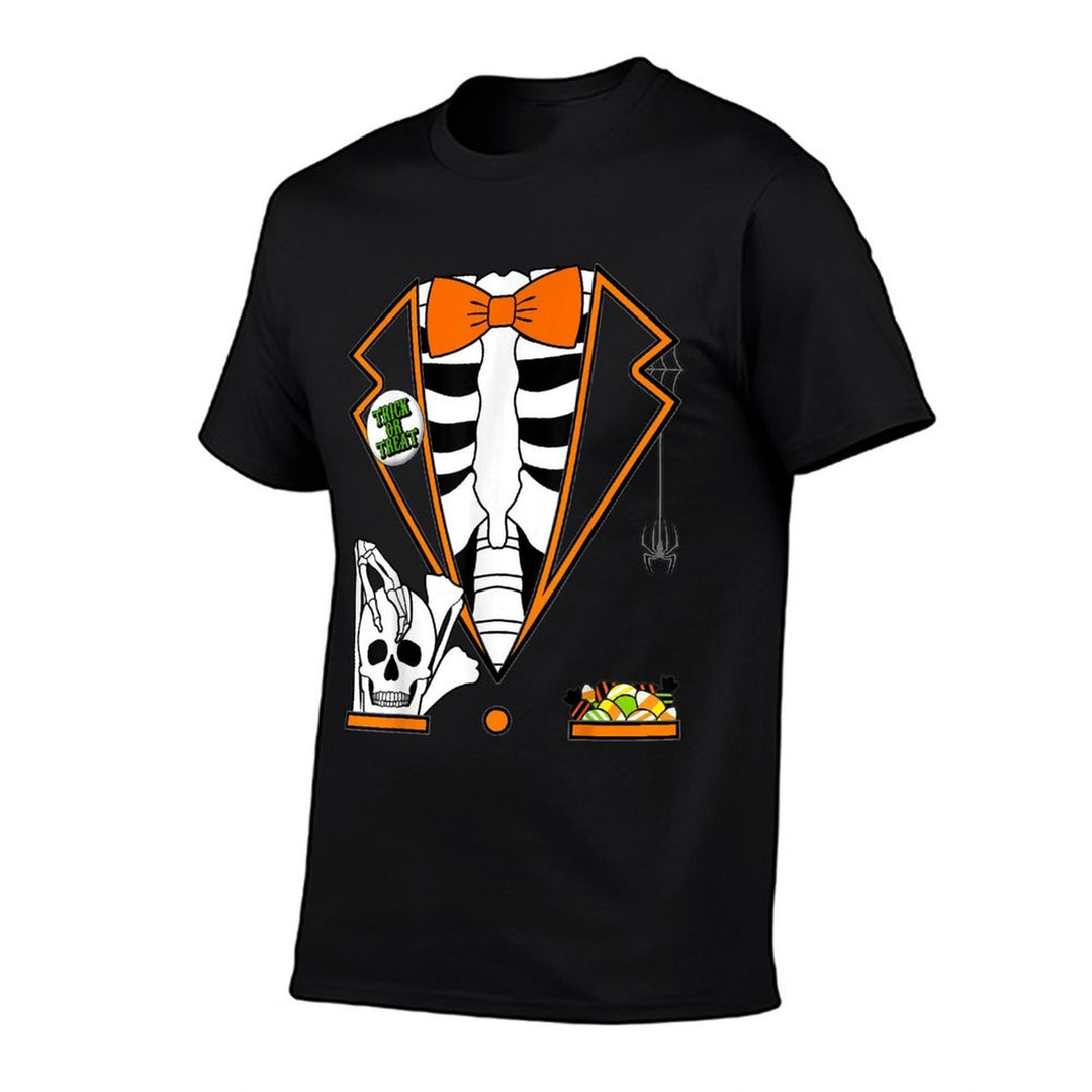 Easy Halloween Costumes Orange Skeleton Tuxedo  Affordable Price T-Shirt