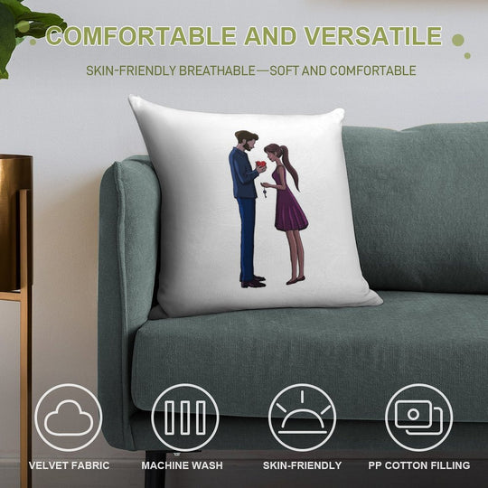 Man Gives His Heart to His Love Soft Luxury Feel Throw Pillow