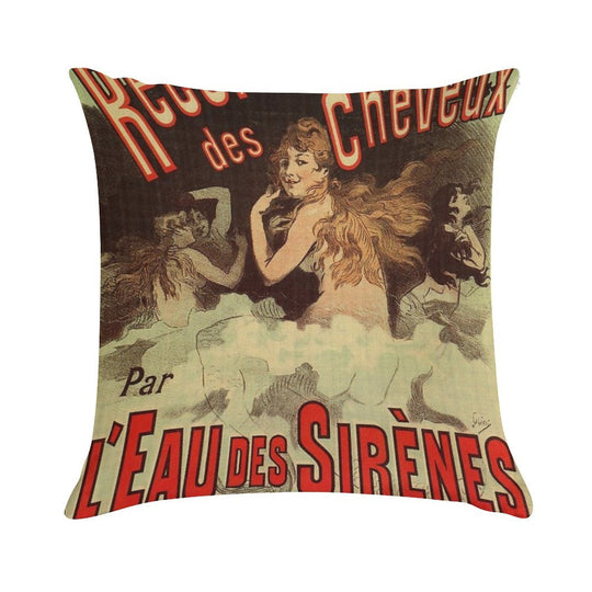 Vintage 1890s Mermaid French Hair Dye Ad by Cheret Soft Bedroom Essential Throw Pillow