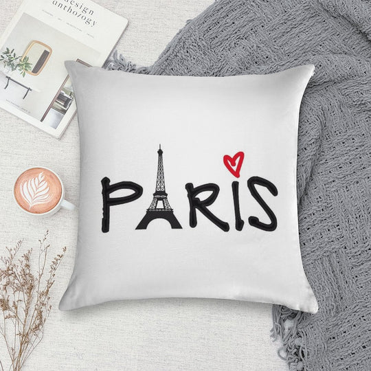 Paris with Eiffel Tower And Red Heart Soft Multiple Sizes Throw Pillow
