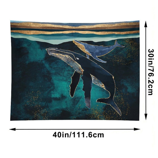 Moonlit Whales Tapestry