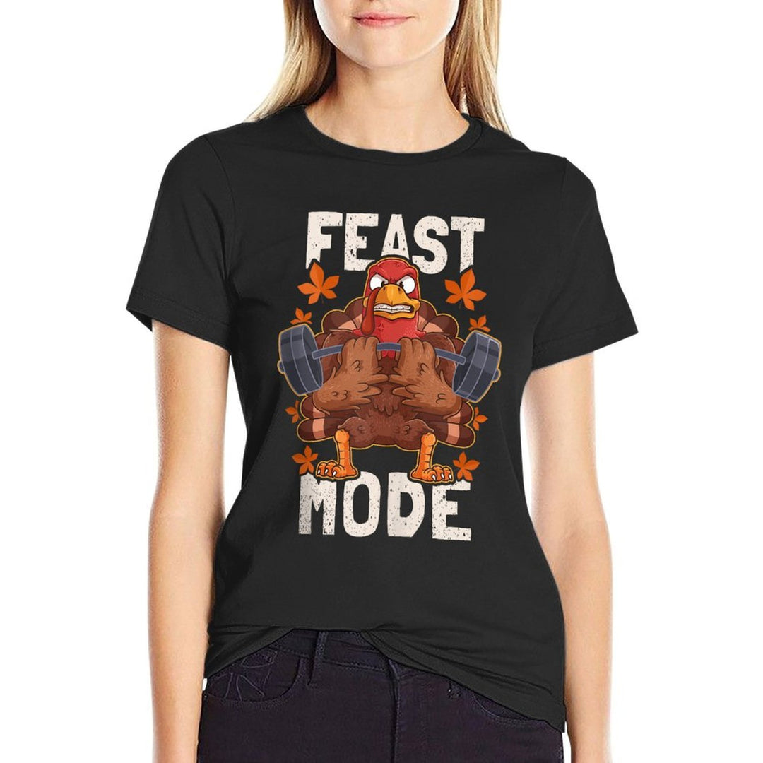 Feast Mode Weightlifting Turkey Day Thanksgiving Christmas  Stretchy T-Shirt