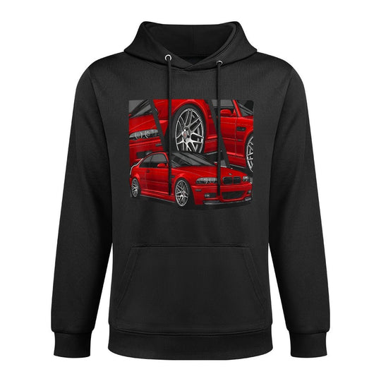 E46 Red Speed Machine - High-Performance Sports Car Cotton-Polyester Blend Hoodie