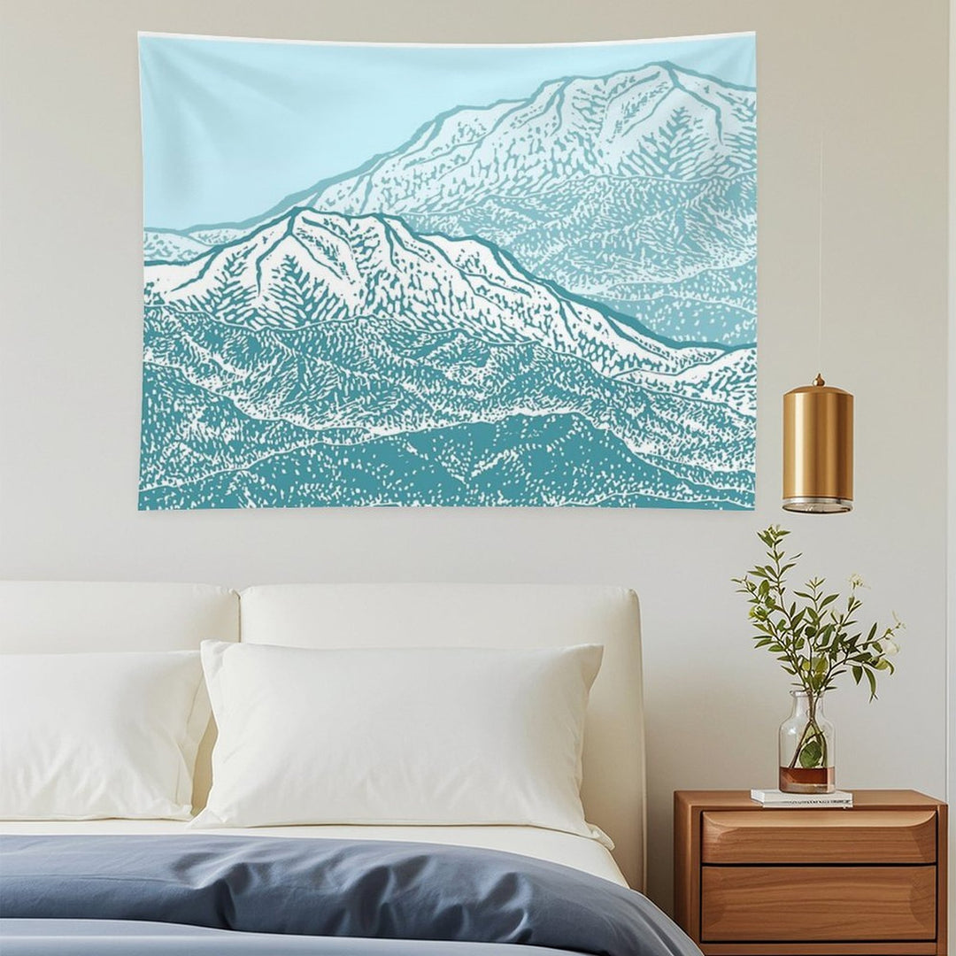 Distant Snow- 遠雪  Linocut Tapestry