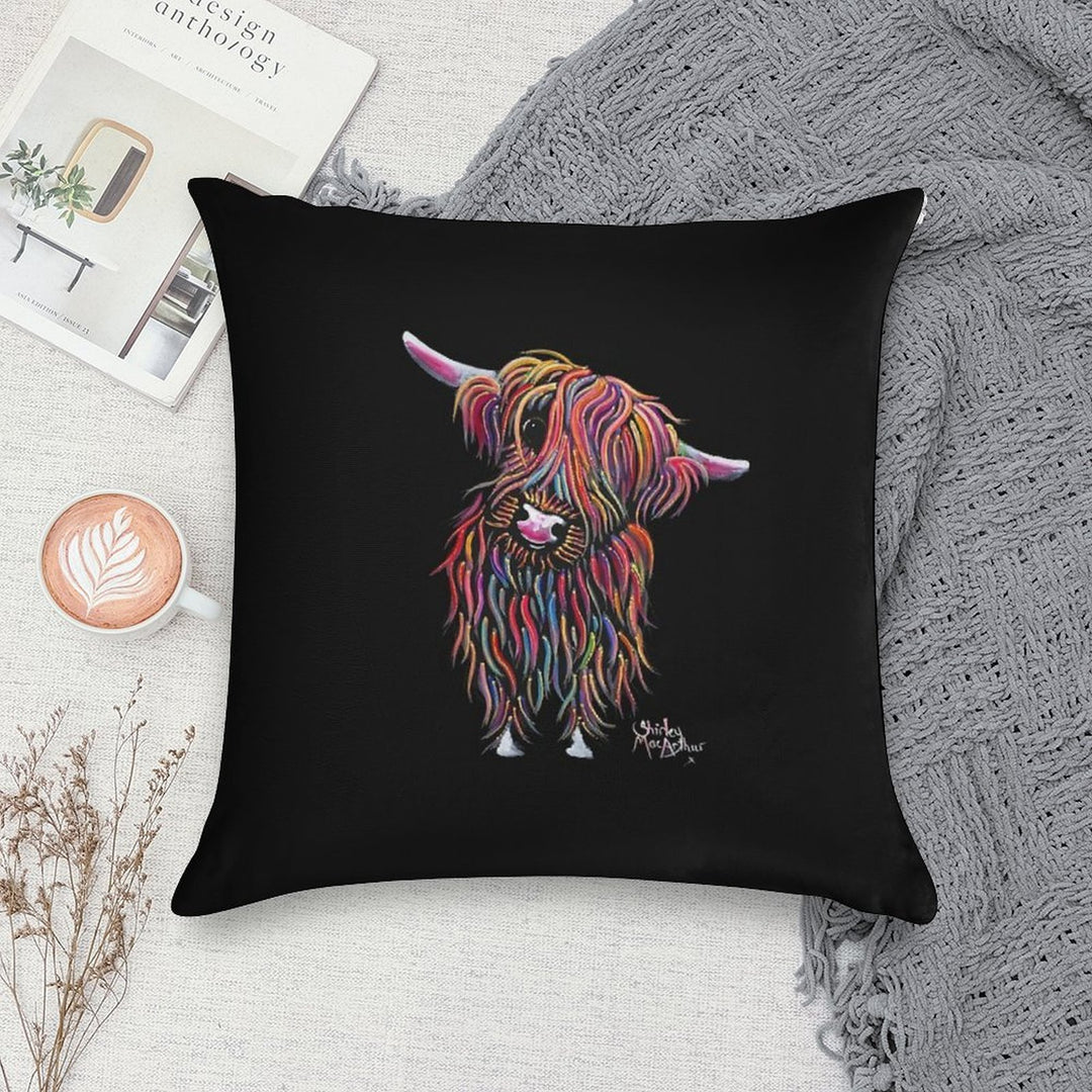 Scottish Highland Cow ' BoLLY ' by Shirley MacArthur Soft Gift Ready Throw Pillow