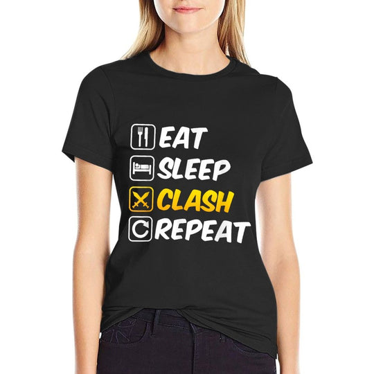 Eat Sleep Clash Repeat Swords Clan Mobile Gaming  Slim-fit Cut T-Shirt