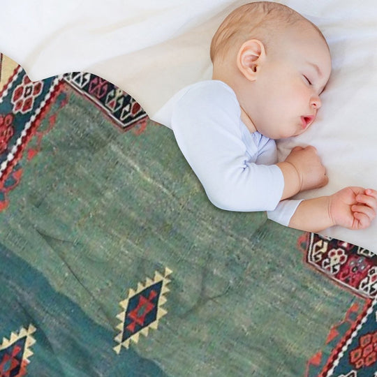 Sivas Antique Turkish Niche Kilim Print Sustainable Throw Blanket