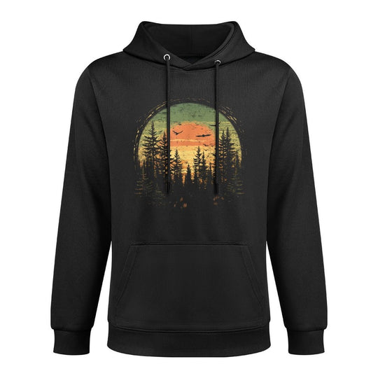 Retro Wilderness Bear Trees Reflection Outdoor Forest Moisture-Wicking Hoodie