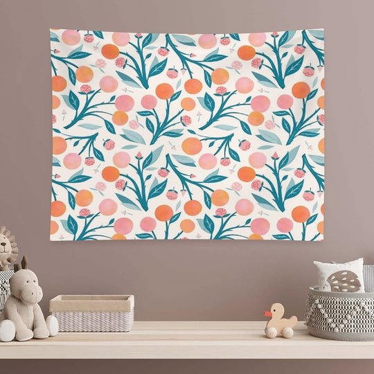 Peaches And Peony Buds Tapestry