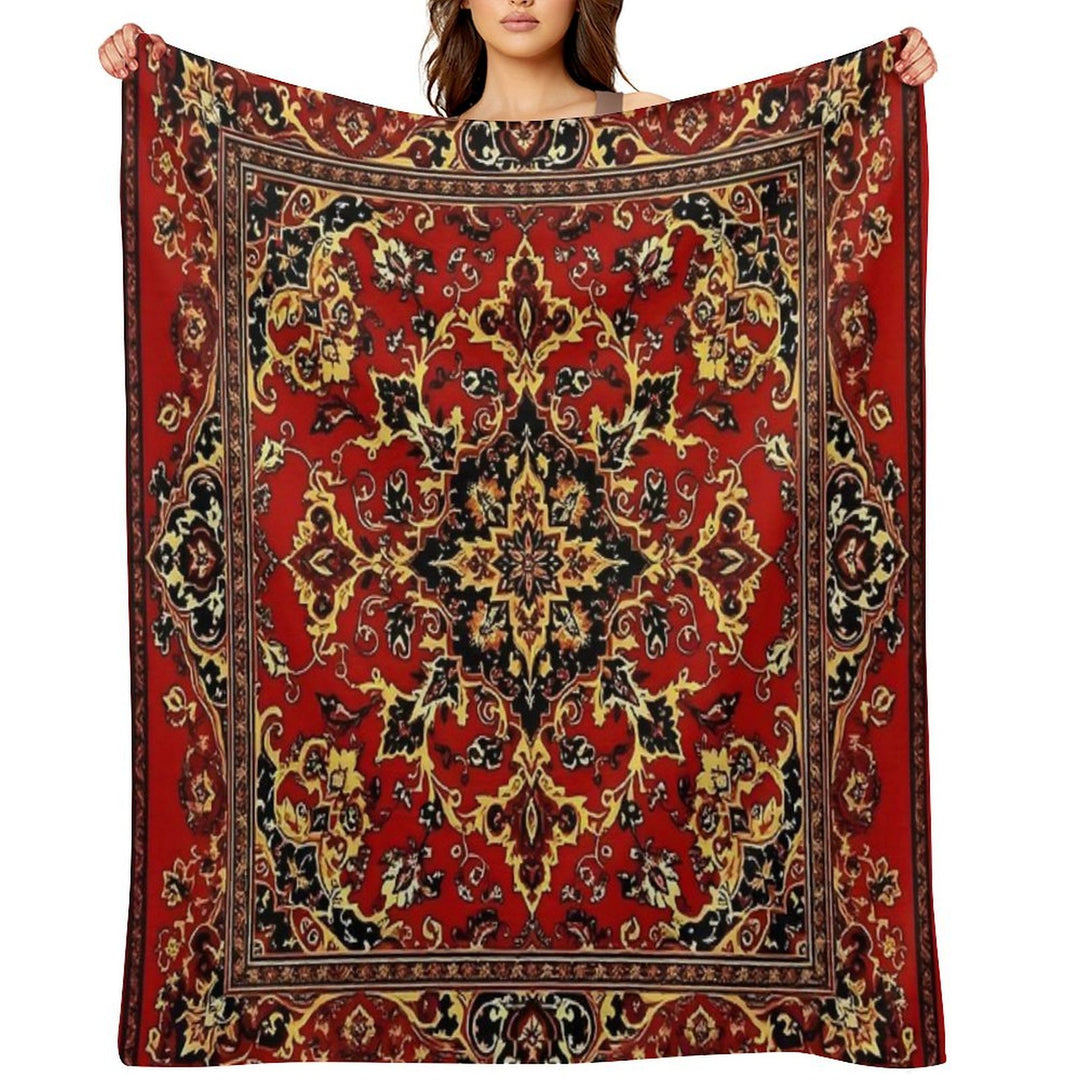 17th Century Afghanistan Rug Print Shrink-resistant Throw Blanket