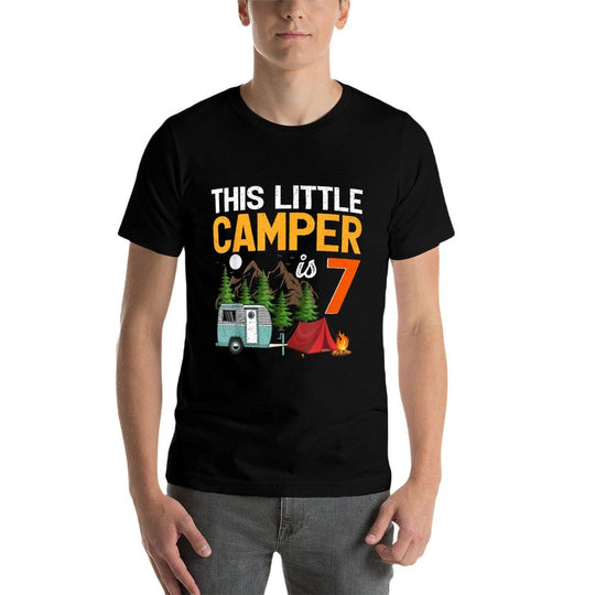 This Little Camper Is 7 Years Old Camping 7th Birthday  Easy-care T-Shirt