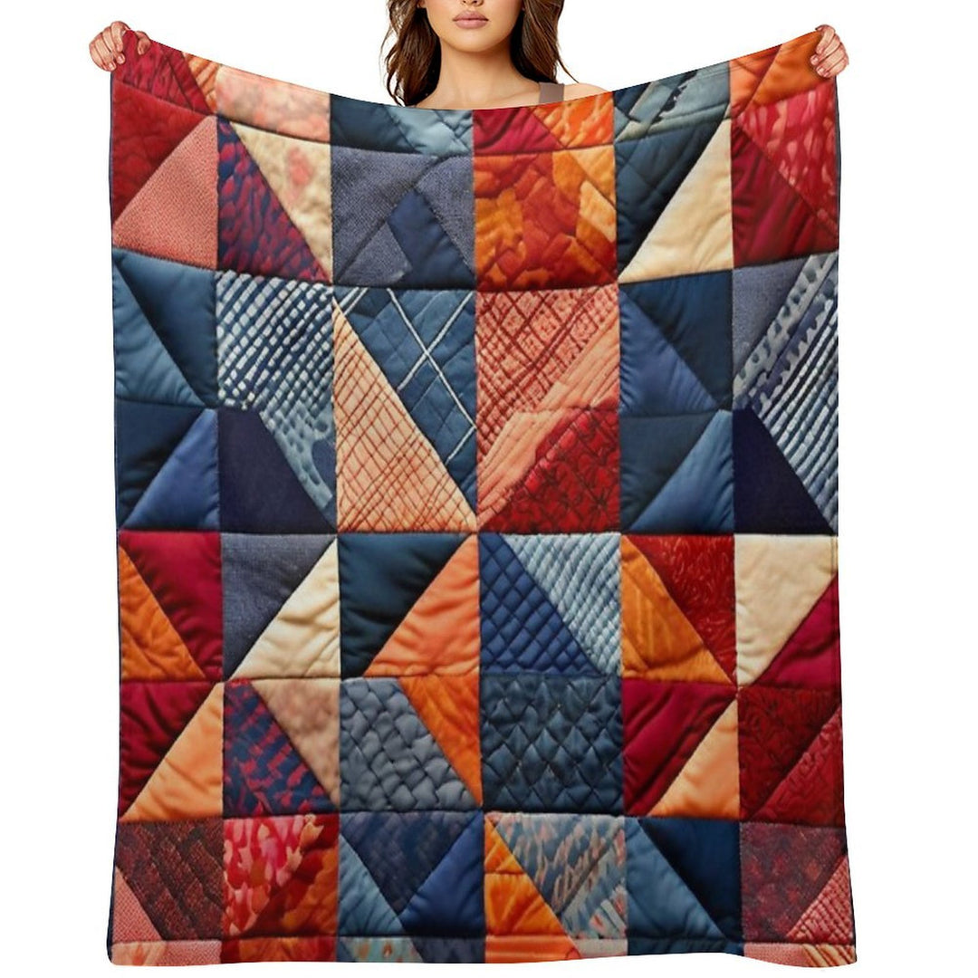 Quilted Patchwork Pattern Lightweight Throw Blanket