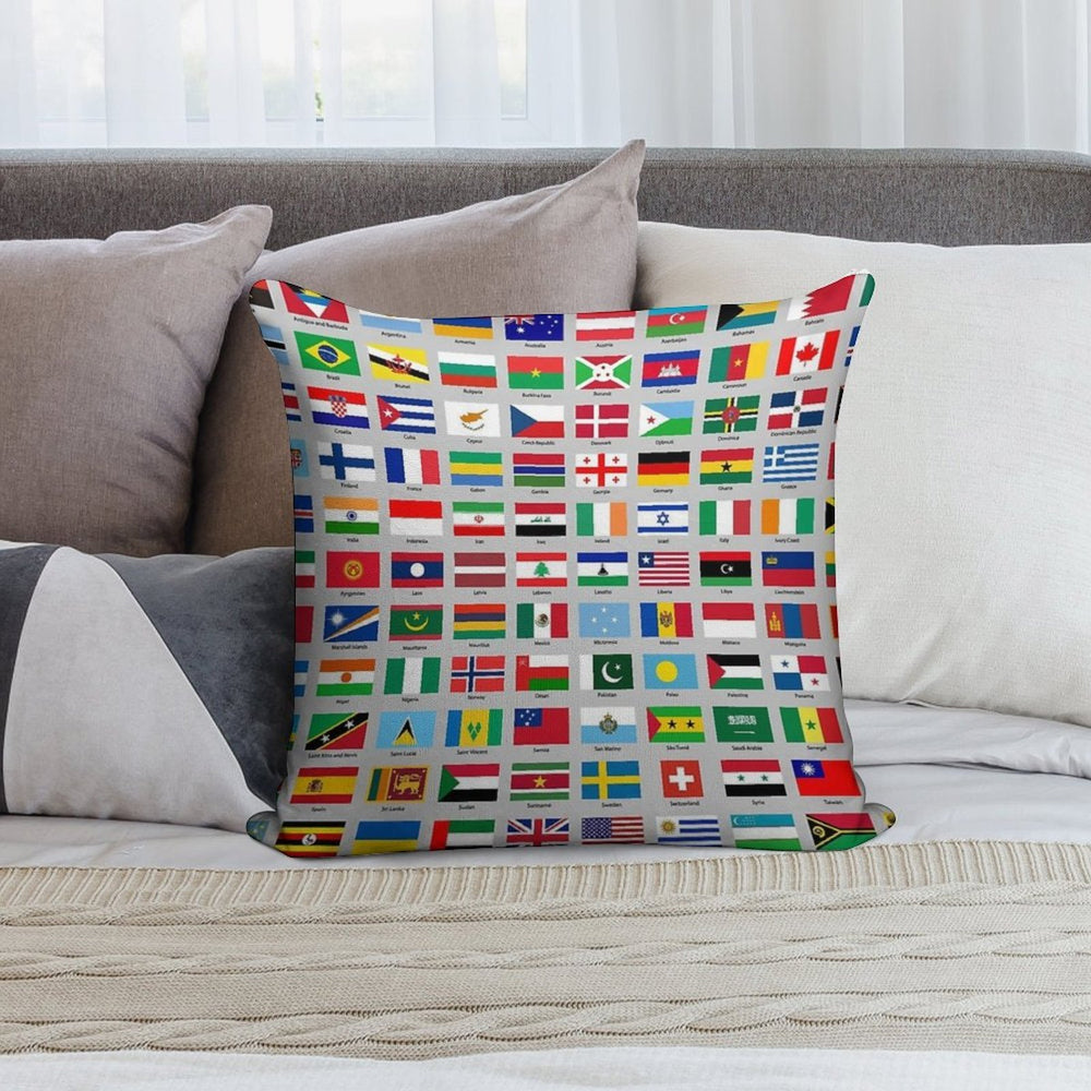 All of The Current World Flags Every Nation Soft Decorative Cover Throw Pillow