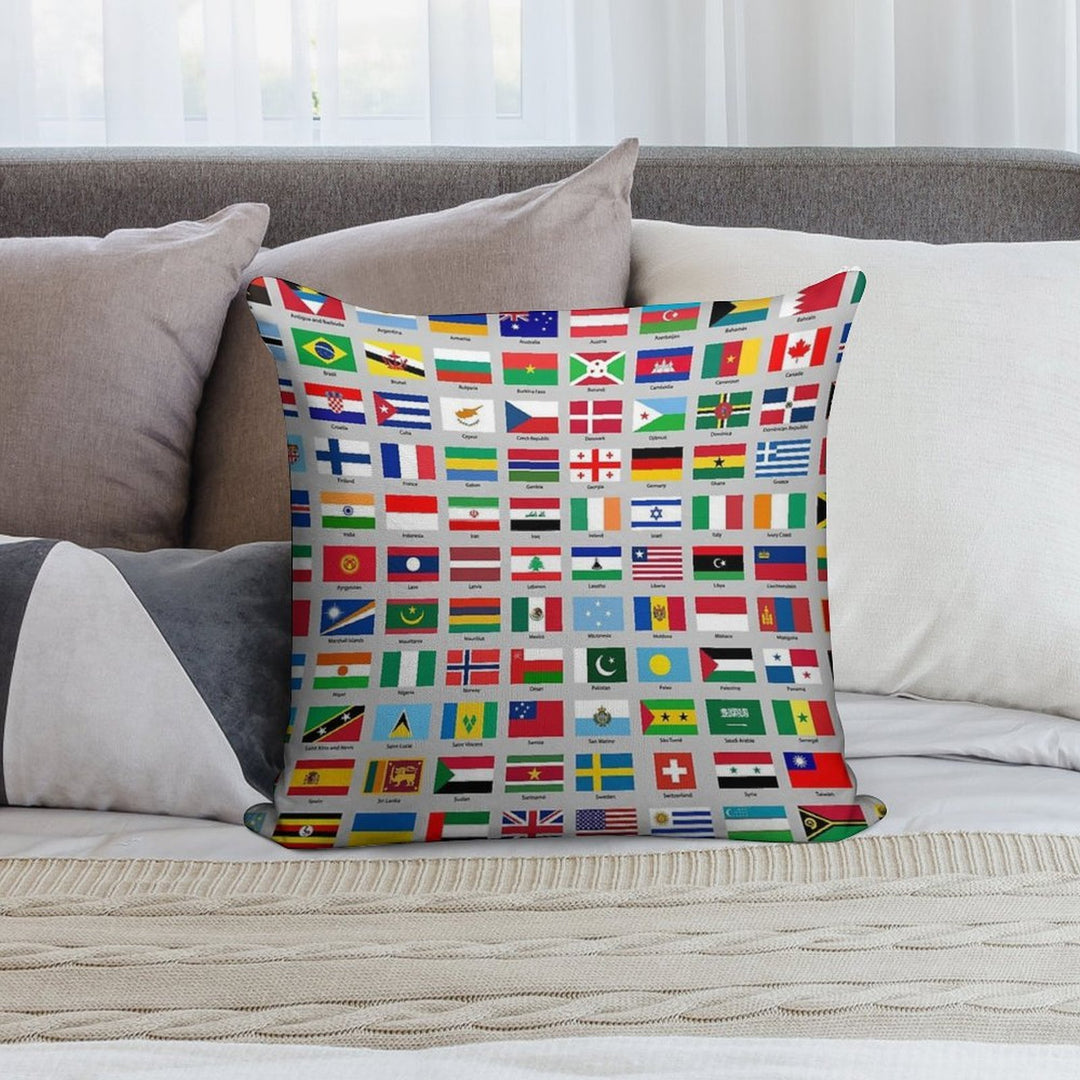 All of The Current World Flags Every Nation Soft Decorative Cover Throw Pillow